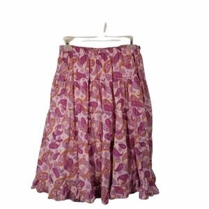 "GRAINE" PINK PURPLE PAISLEY COTTON SKIRT. SZ XL.